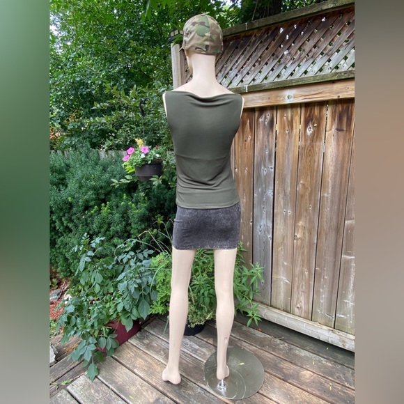 Y2K Army Green Cowl Neck Tank Top - Picture 7 of 9